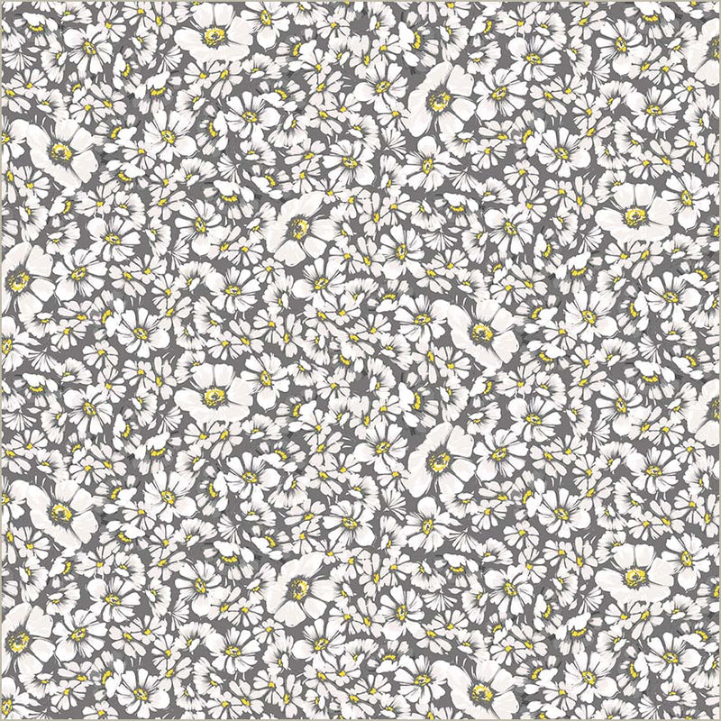 Grey Verona Allegra Blooms Cotton 44”/45” Fabric Per Yard