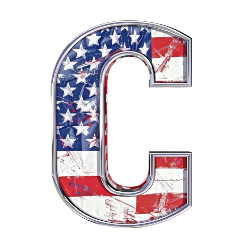 Grunge American Flag Alphabet Fabric Panel 10 QuiltingFabricPanels