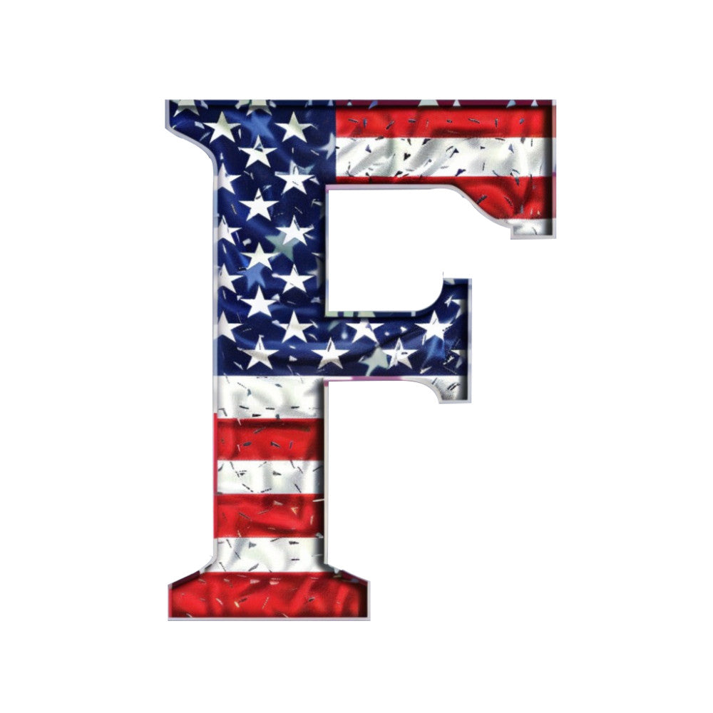 Grunge American Flag Alphabet Fabric Panel 13 QuiltingFabricPanels