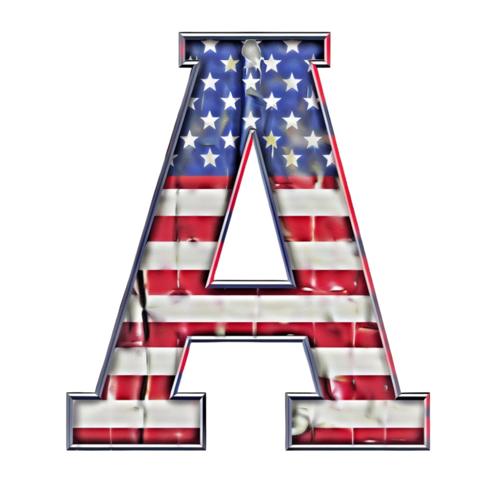 Grunge American Flag Alphabet Fabric Panel 8 QuiltingFabricPanels