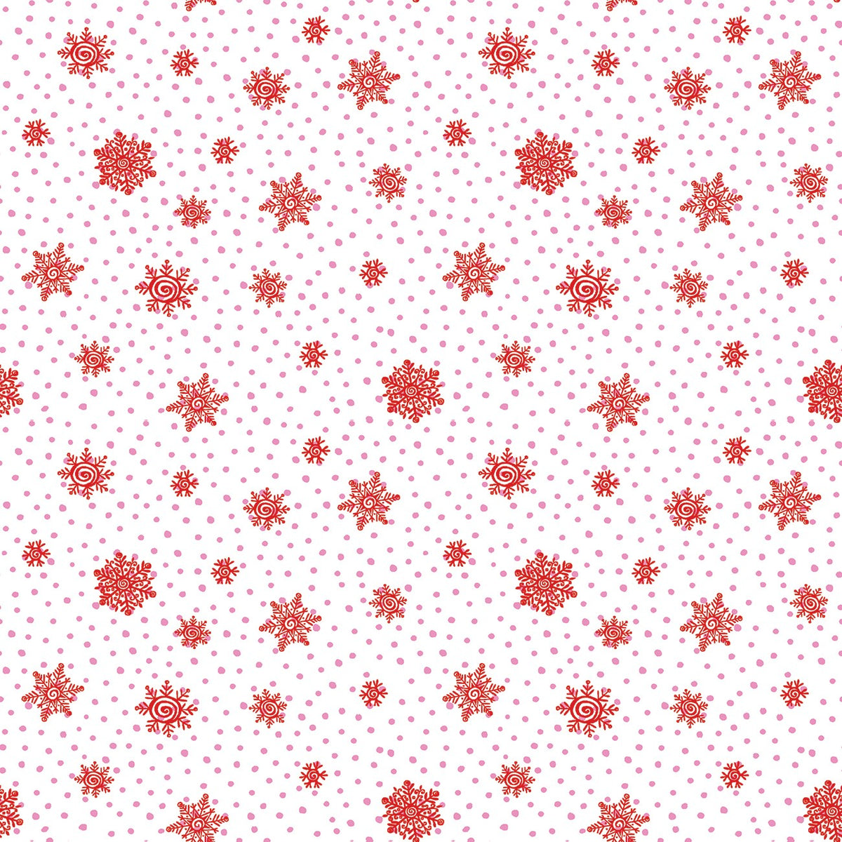 Playful Flakes Red/White Snow Joy 45' wide fabric per yard