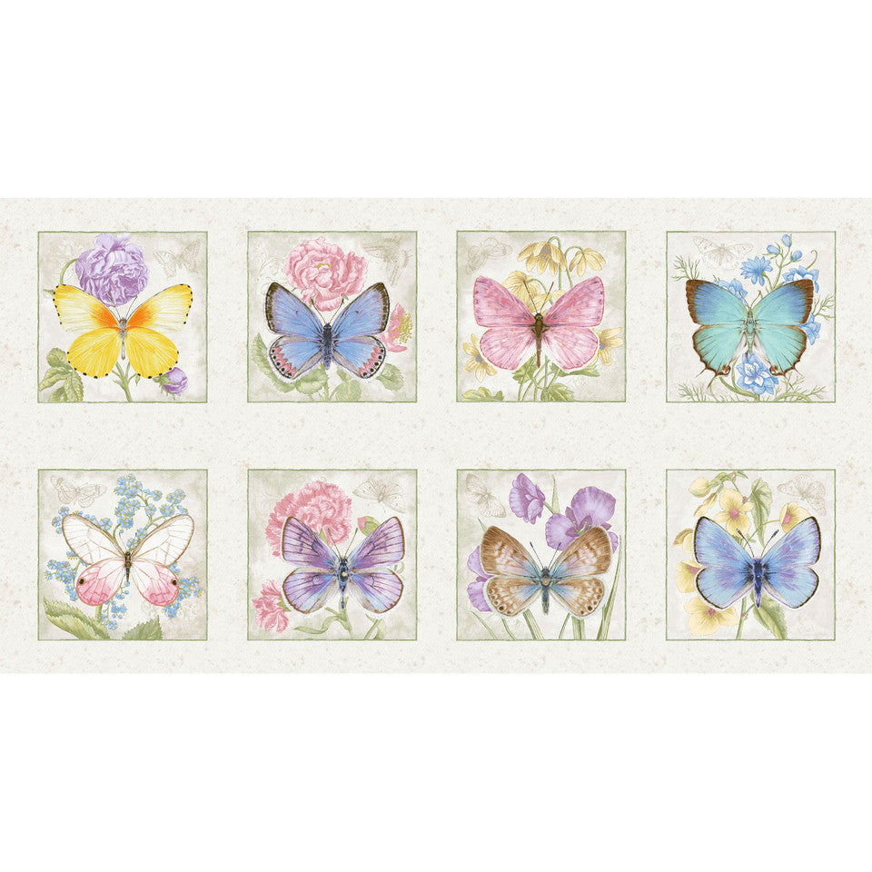 Multi Fluttering Florals Square Block Cotton 43"/44" Fabric Per Yard