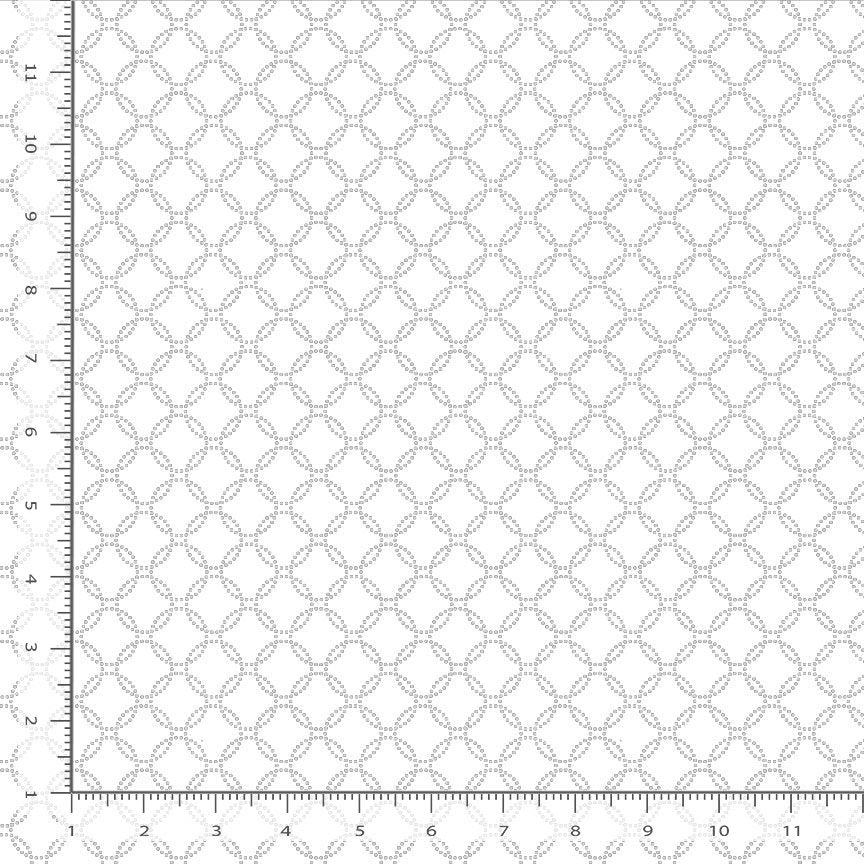 Whiteout Geo Dotted Circles Cotton 44"/45" Fabric Per Yard
