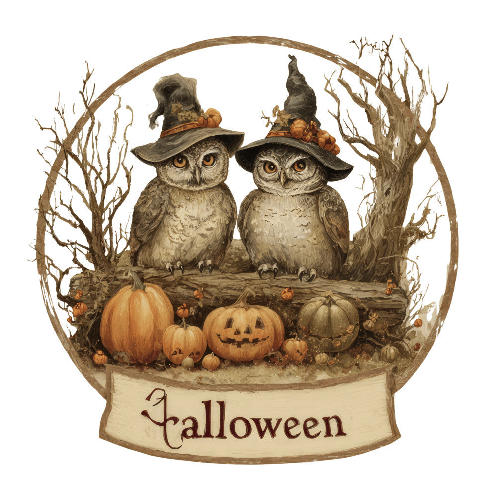 Halloween Owl Ornament Fabric Panel 5 QuiltingFabricPanels