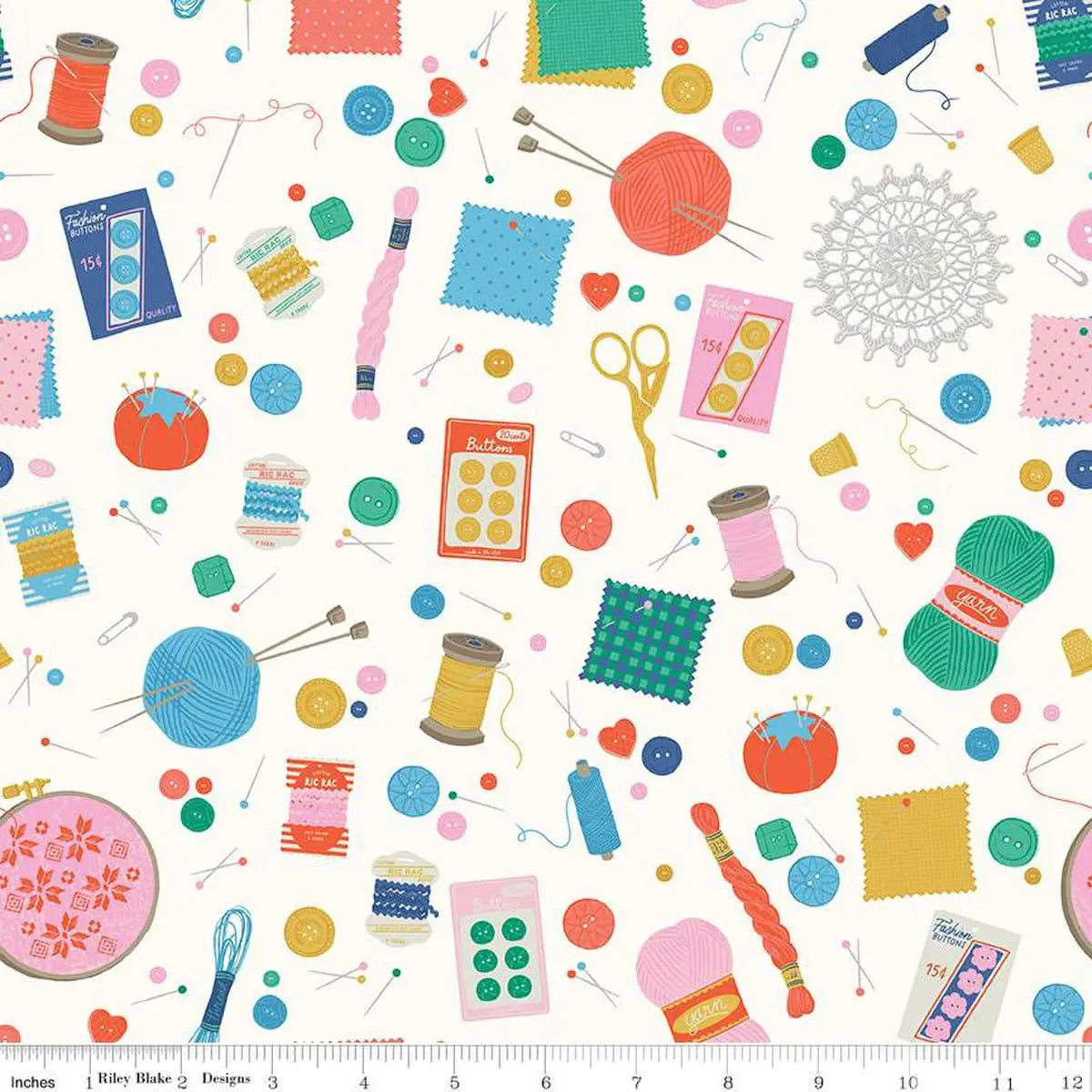 Hand Made Notions Cloud Cotton 43"/44" Fabric Per Yard Riley Blake Designs