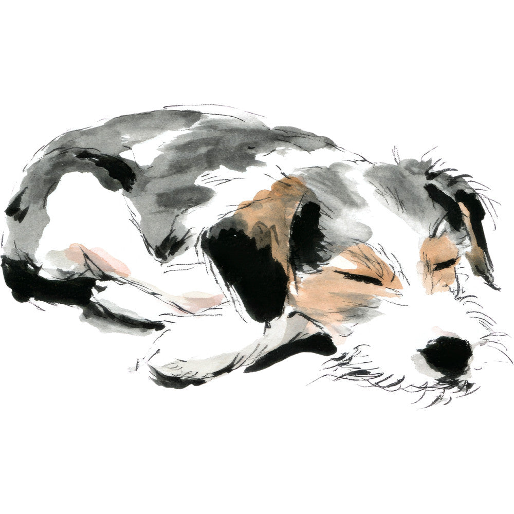 Handdrawn Doodle Dog Fabric Panel 9 QuiltingFabricPanels