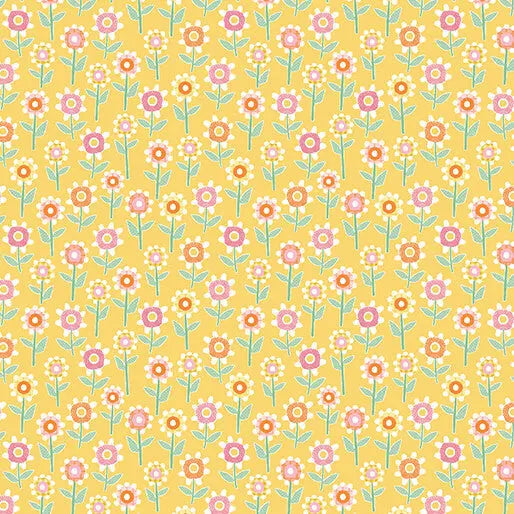 Happy Heart - Daisy Field - Yellow 44" / 45" Fabric Per Yard The Fabric Company