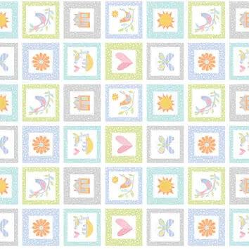 Happy Heart - Squares Panel (44"x24") The Fabric Company