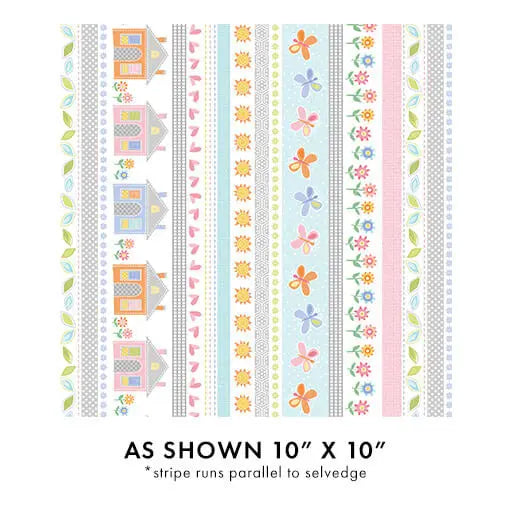 Happy Heart - Stripe Panel (10"x10") The Fabric Company