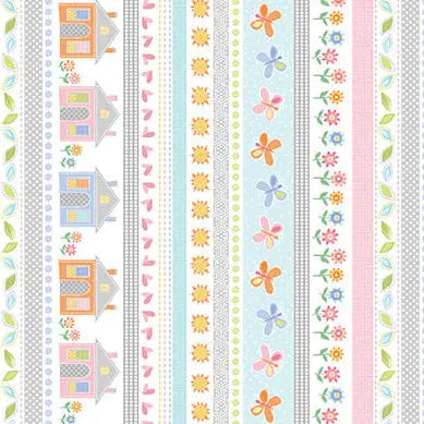 Happy Heart - Stripe Panel (10"x10") The Fabric Company