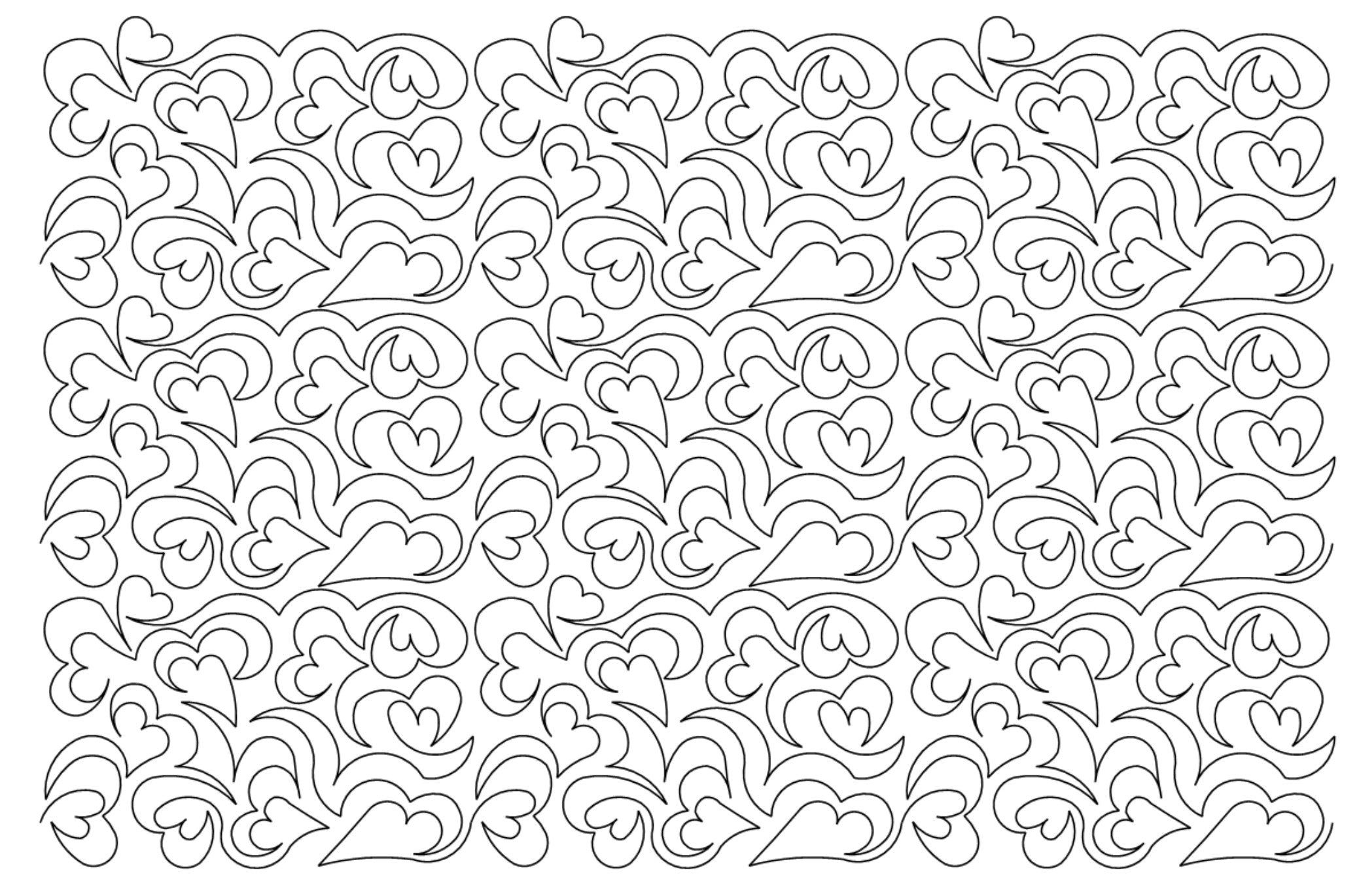 Heart Feathers Digital E2E Wildflower Quilting Pantograph