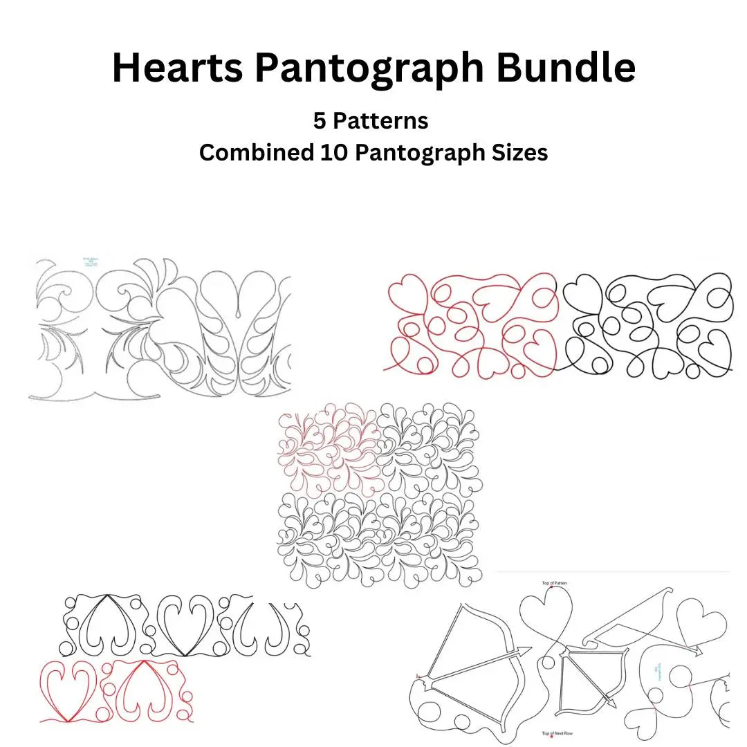 Hearts Paper Pantograph Bundle - Set of 5 Linda's Electric Quilters