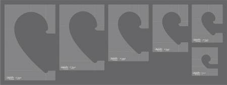 Hearts set of 6 Templates-High Shank