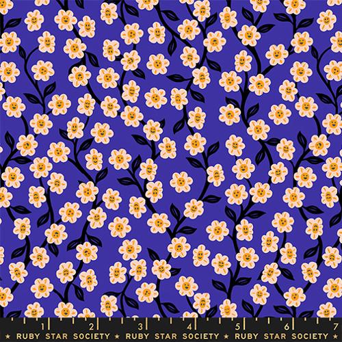 Hello Alice Blacklight Purple Garden Florals Cotton 43"/44" Fabric Per Yard