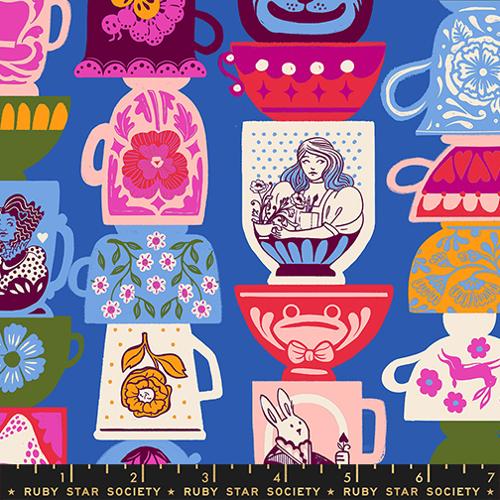 Hello Alice Blue Ribbon Tea Party Cotton 43"/44" Fabric Per Yard
