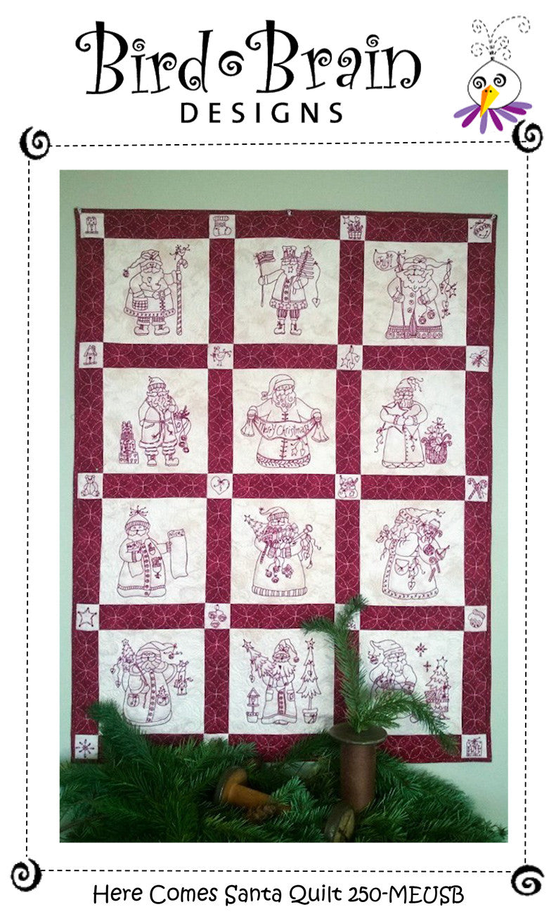 Here Comes Santa Quilt Machine Embroidery USB