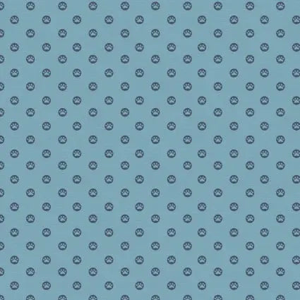 Here Kitty, Kitty Polka Paws Blue 43"/44" Fabric Per Yard PBS Fabrics