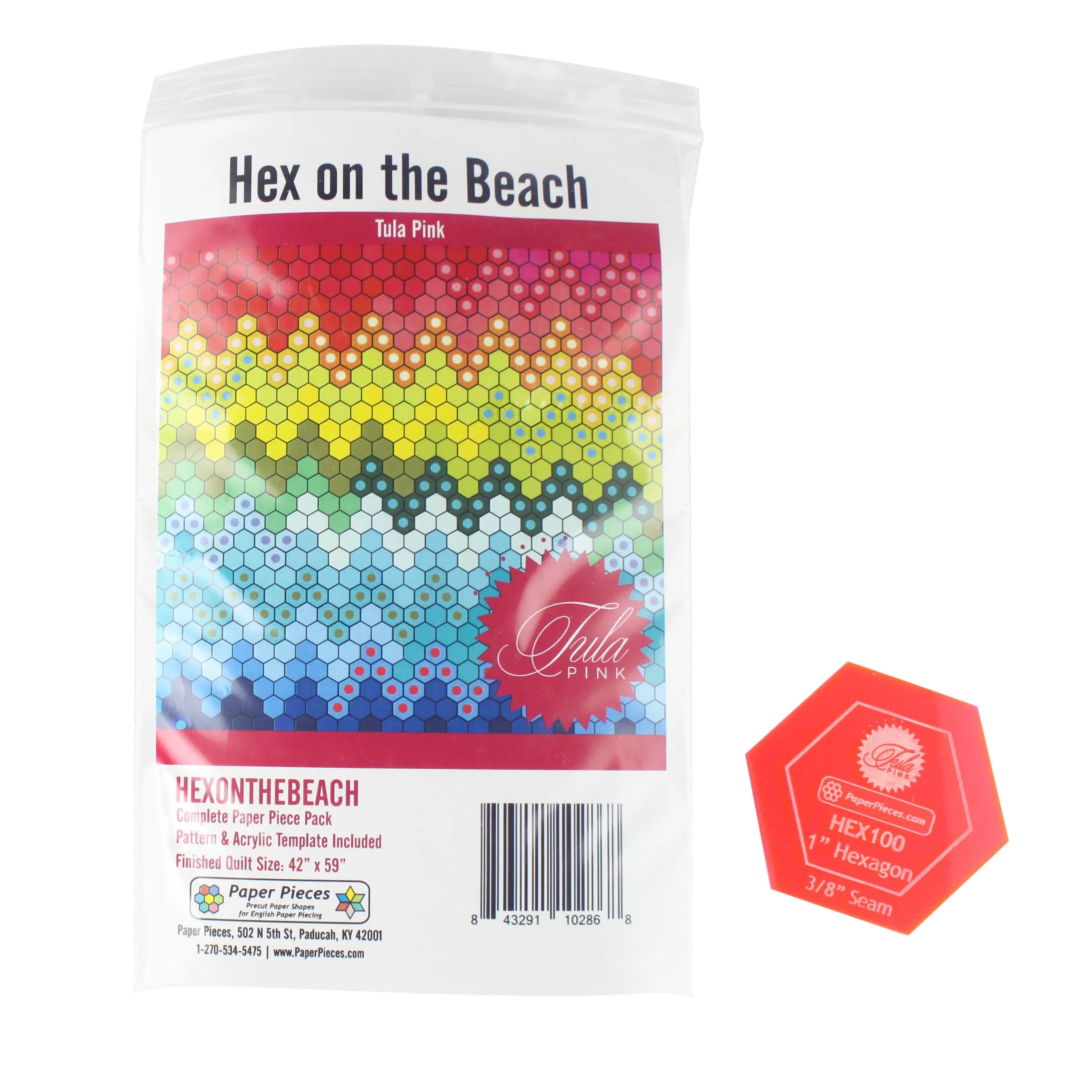Hex On The Beach Pattern Piece Pack and Acrylic Template - Linda's Electric Quilters