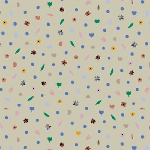 Hidden Thicket Minuscule quilting fabric by Cloud9 Fabrics, woodland botanical print on GOTS certified organic cotton, sold by the yard