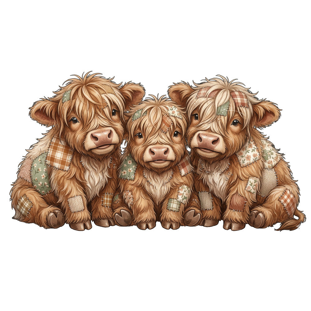 Highland Cows Art Fabric Panel 10