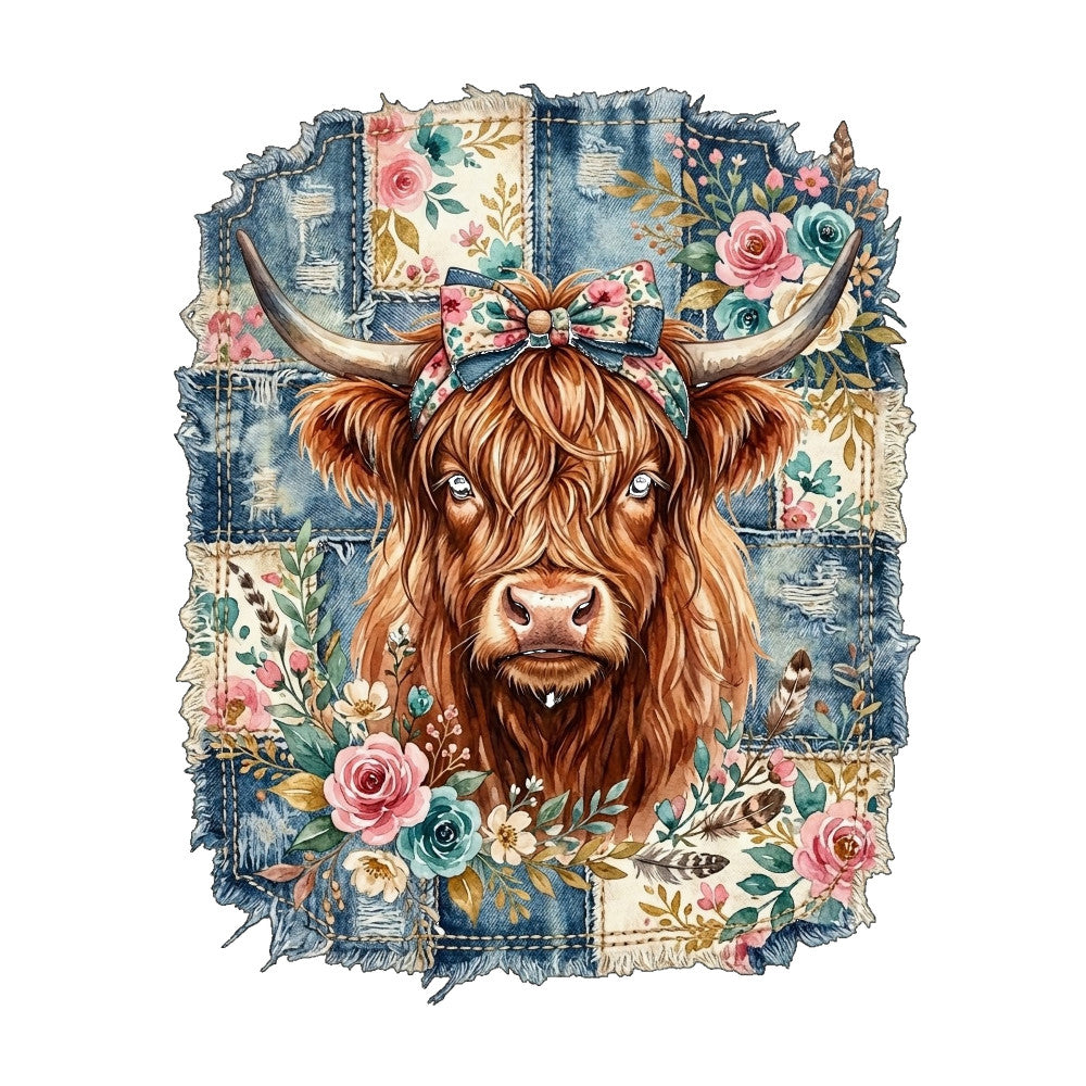 Highland Cows Art Fabric Panel 2
