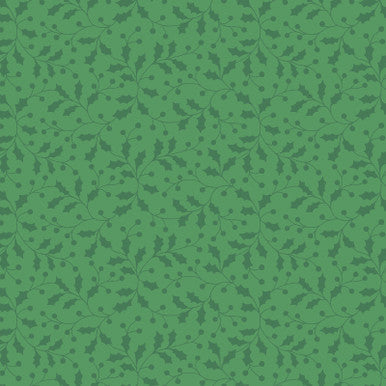 Holly And Berries Green Merry Mix 43"/44" Cotton Fabric Per Yard