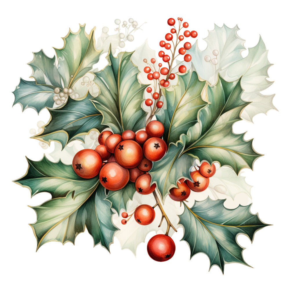 Holly and Baubles Fabric Panel 13 QuiltingFabricPanels