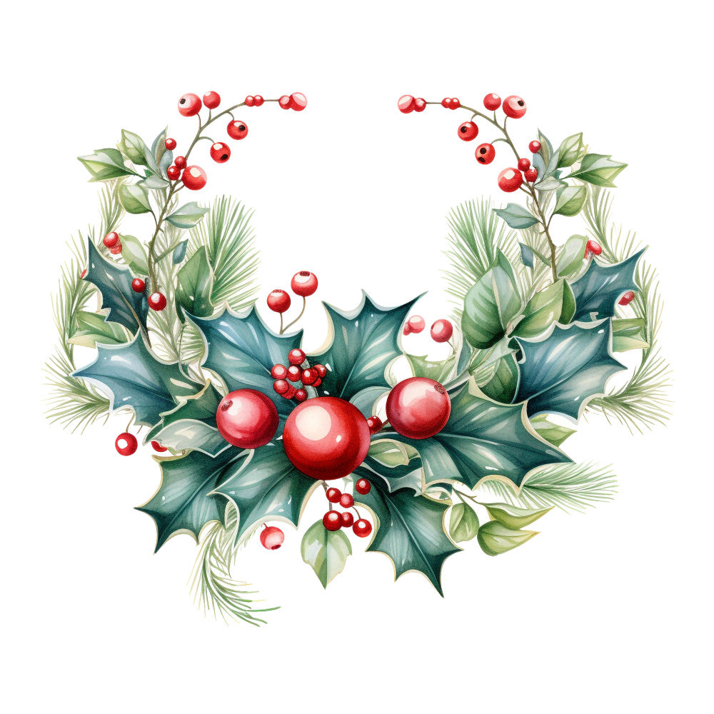 Holly and Baubles Fabric Panel 19 QuiltingFabricPanels