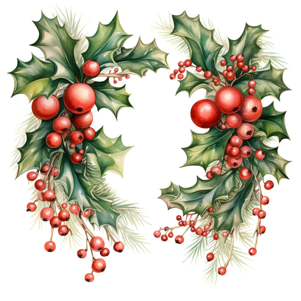 Holly and Baubles Fabric Panel 24 QuiltingFabricPanels