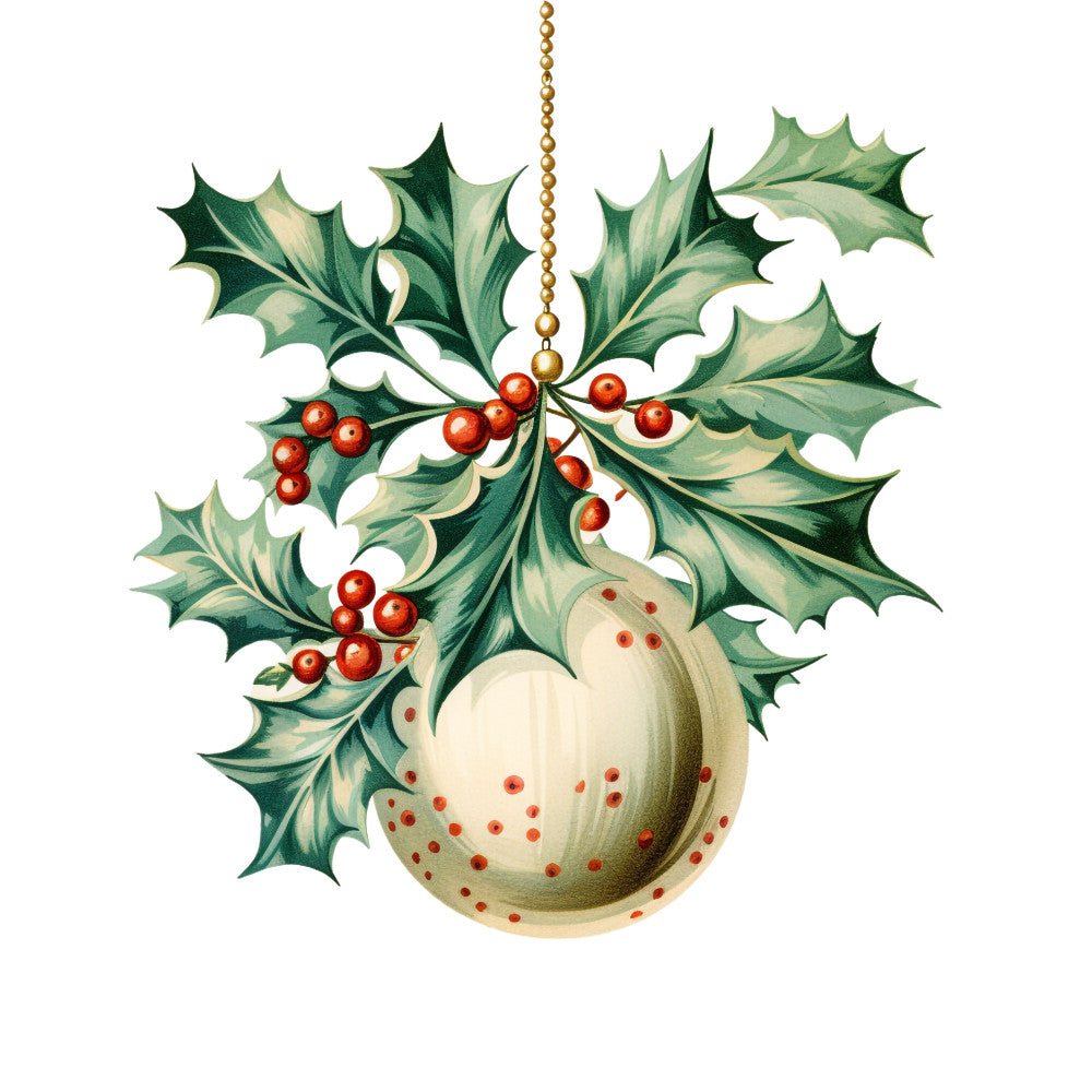 Holly and Baubles Fabric Panel 3 QuiltingFabricPanels