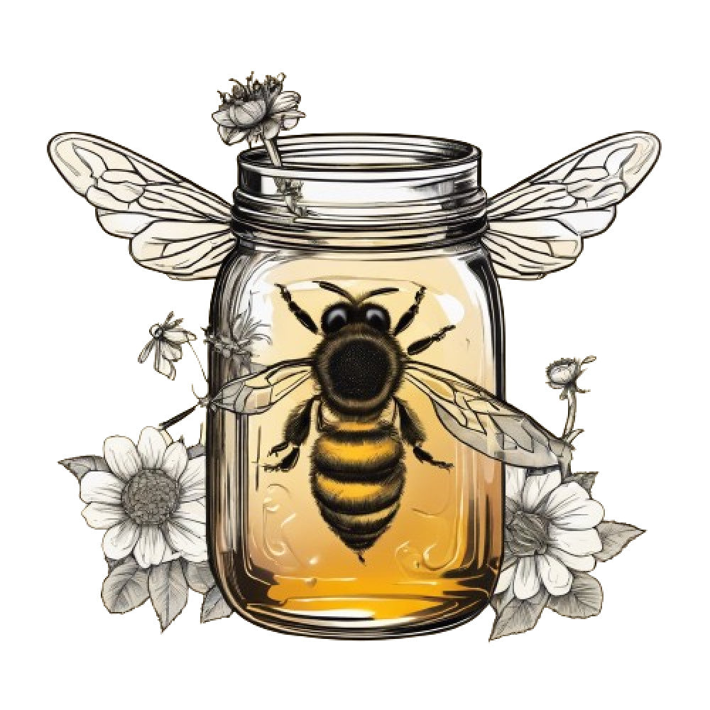 Honey Bee Jar Fabric Panel 2 QuiltingFabricPanels