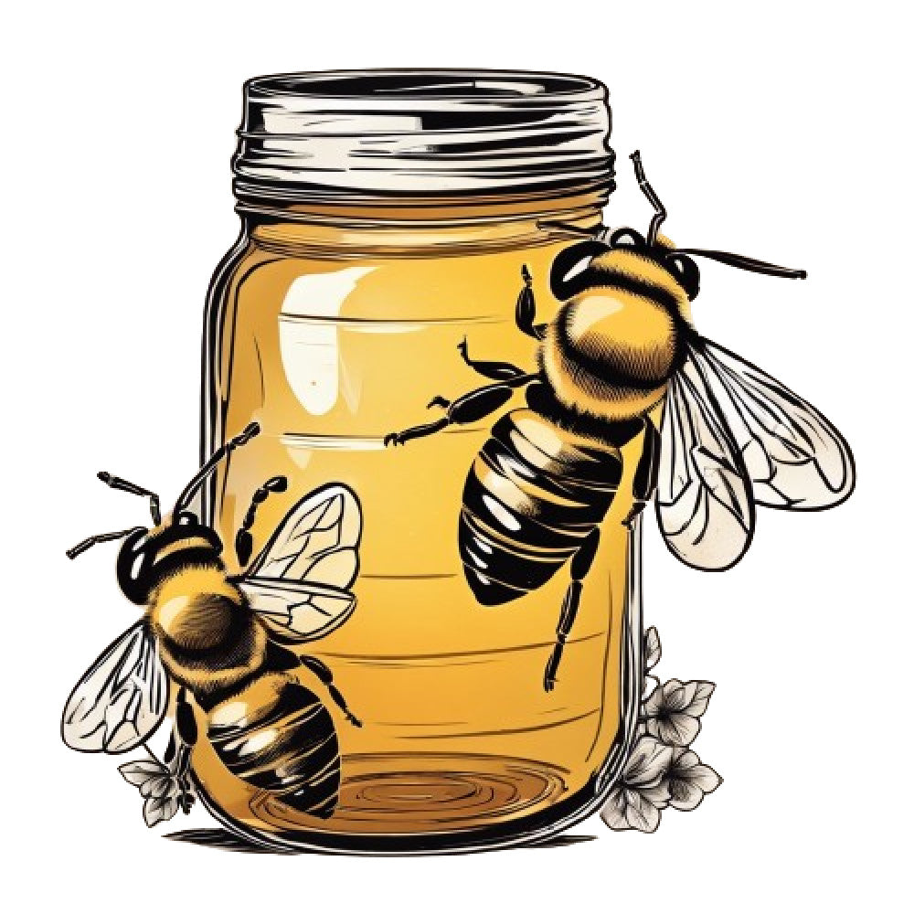 Honey Bee Jar Fabric Panel 3 QuiltingFabricPanels