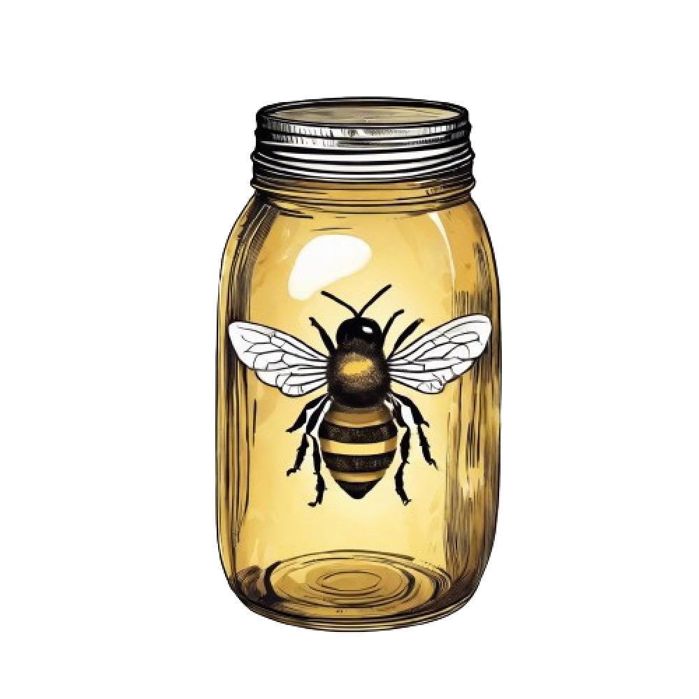 Honey Bee Jar Fabric Panel 6 QuiltingFabricPanels