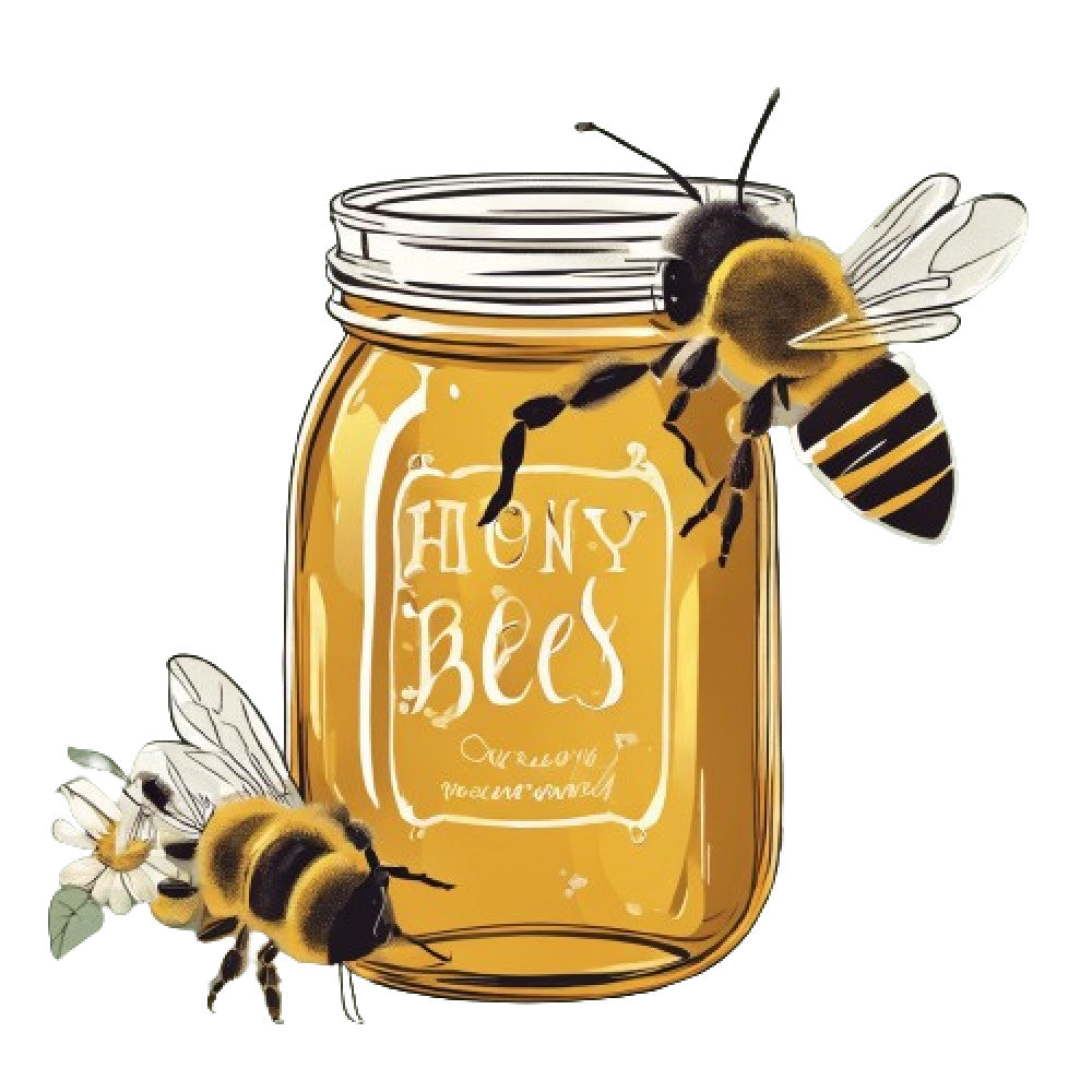 Honey Bee Jar Fabric Panel 9 QuiltingFabricPanels