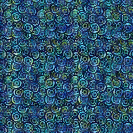 In The Beginning Fabrics Fabric Halcyon II Wheels Blue Cotton 44"/45" Fabric Per Yard