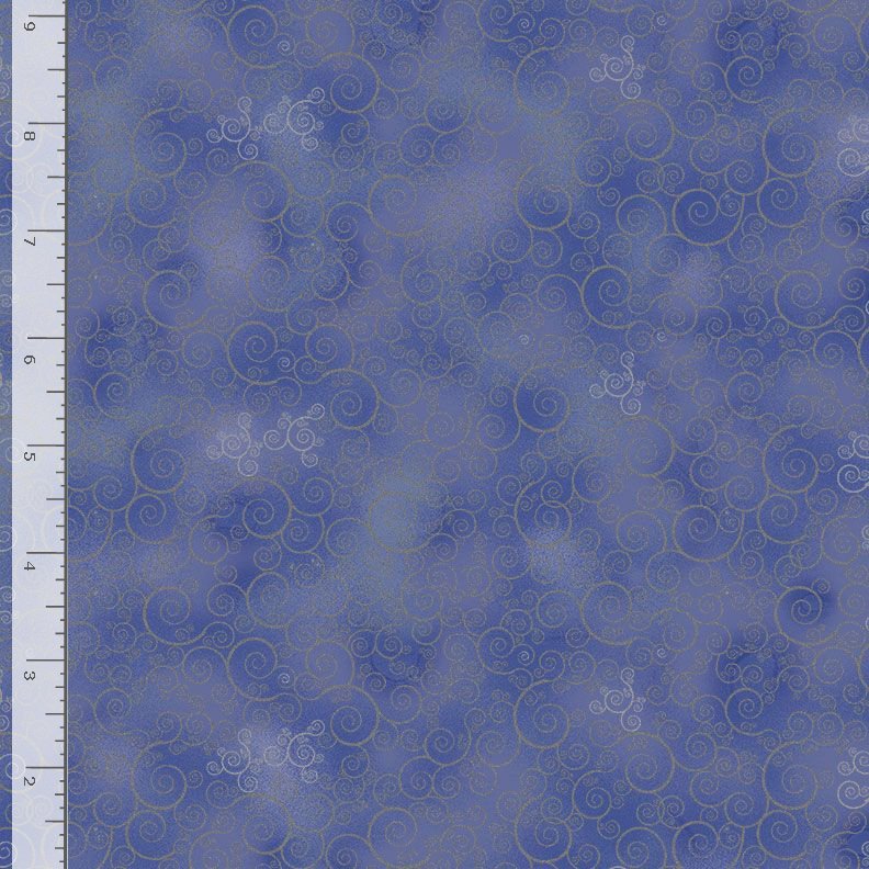 Ice Winter Metallic Swirls Periwinkle Cotton 43"/44" Fabric Per Yard