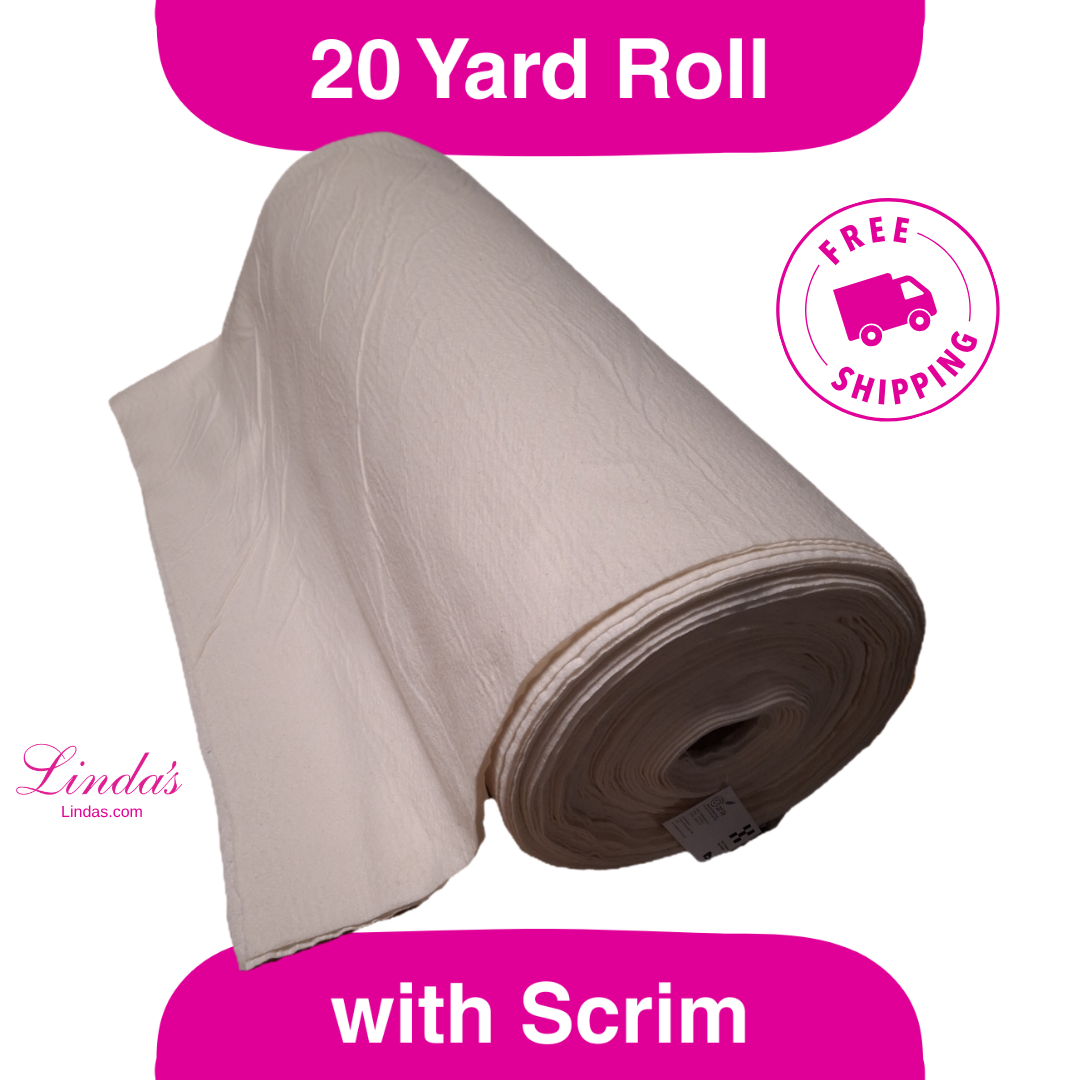 122" Wide Poly/Cotton Blend Batting with Scrim Liner,20 yards