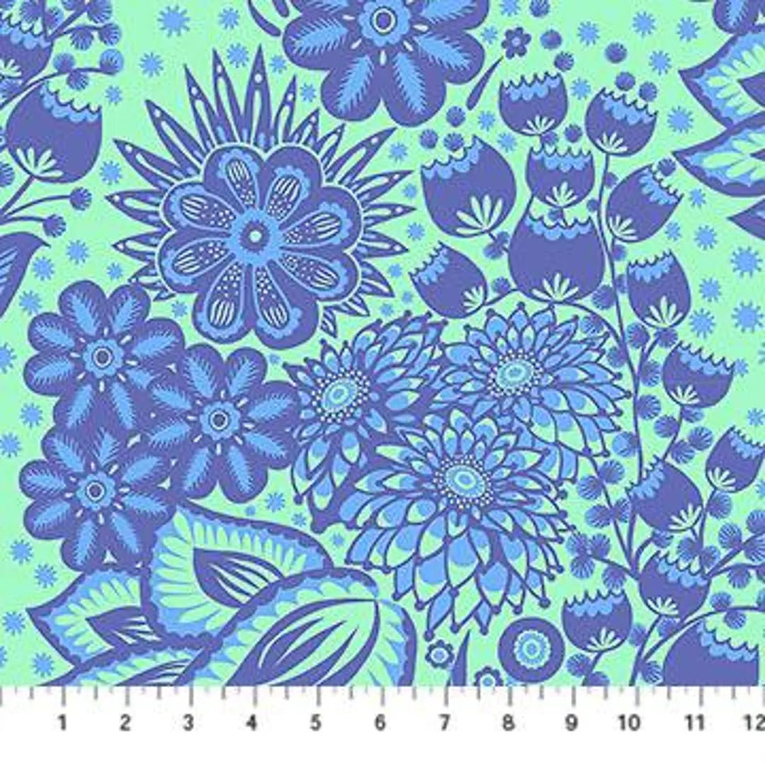 Anna Maria Overdressed Totem Blue 45" wide fabric per yard