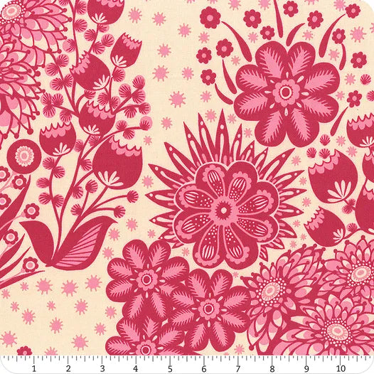Anna Maria Overdressed Totem Red 45" wide fabric per yard