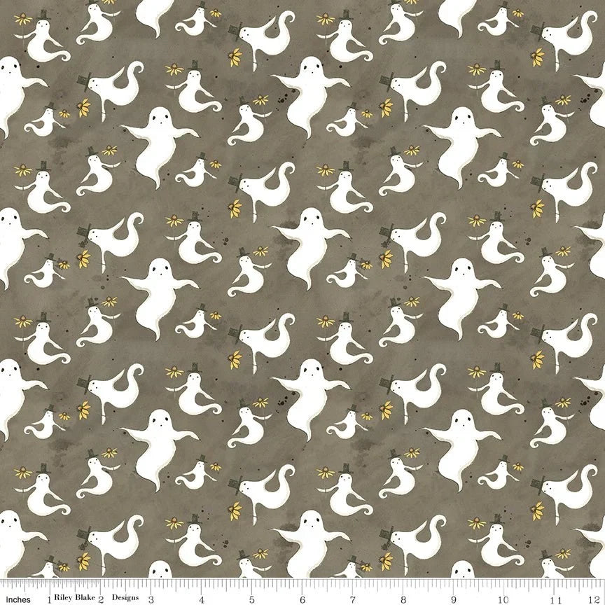 Spooky Ghosts Tombstone 45" wide fabric per yard