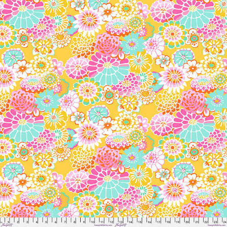 Free Spirit Kaffe Fassett Asian Circles Yellow quilting fabric