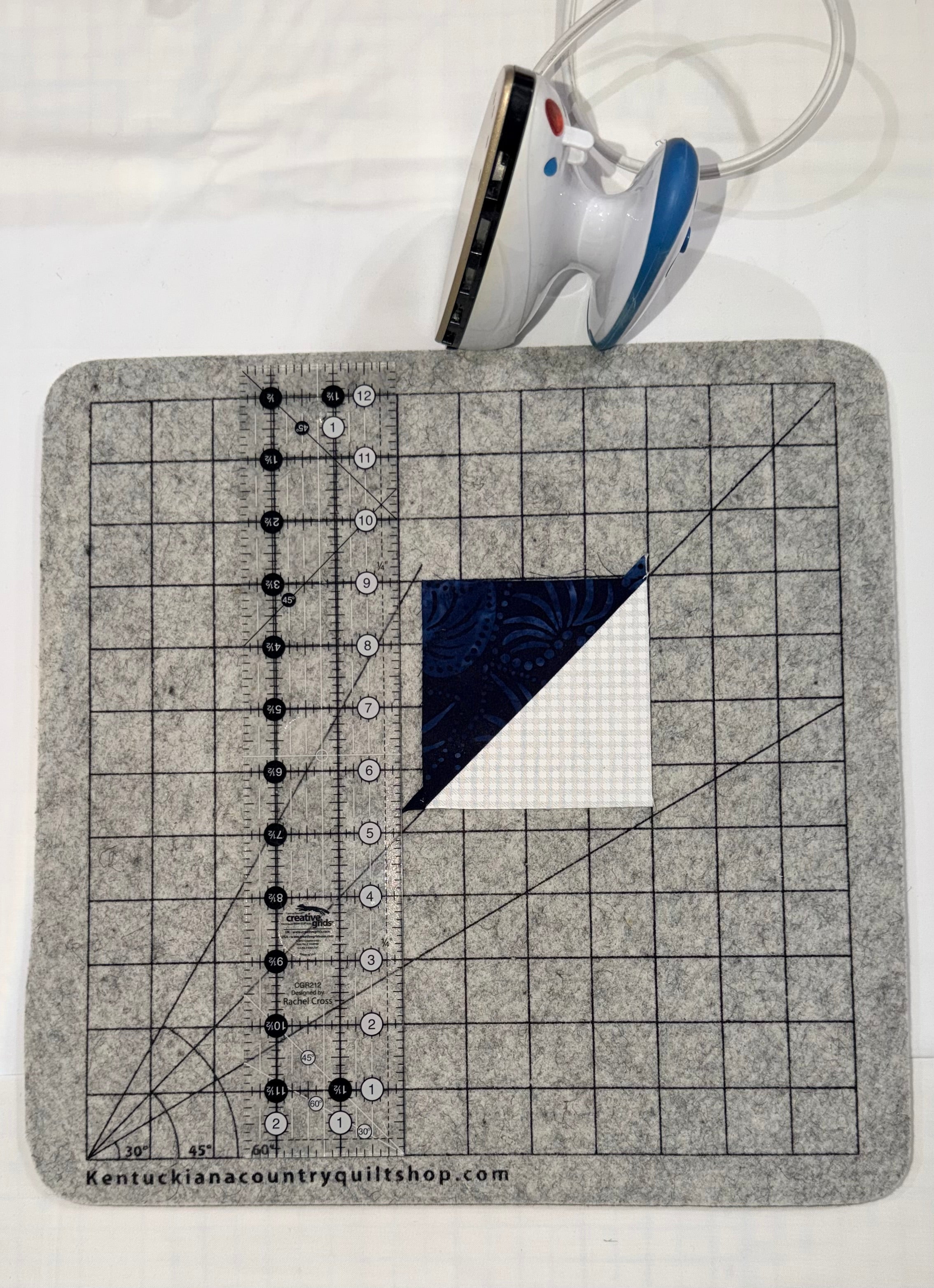 13 1/2" Square New Zealand Wool Pressing Mat - Grid Printed