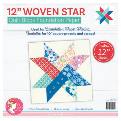 12in Woven Star Quilt Block Foundation Paper 12/25