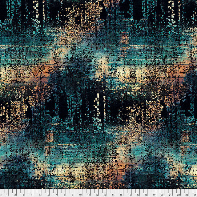 Indigo Fractured Mosaic Abandoned 44"/45" Cotton Fabric Per Yard