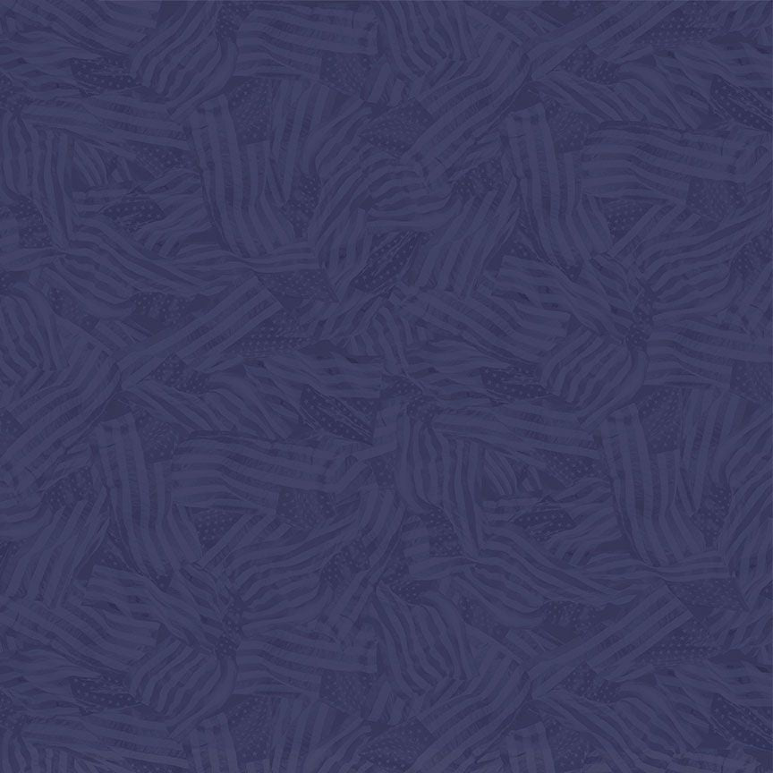 Indigo Wavy Tonal Flags Path to Freedom Cotton 44"/45" Fabric Per Yard
