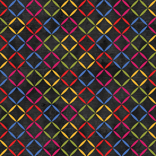 Inspired Blooms - Chalk Lattice - Black 44" / 45" Fabric Per Yard
