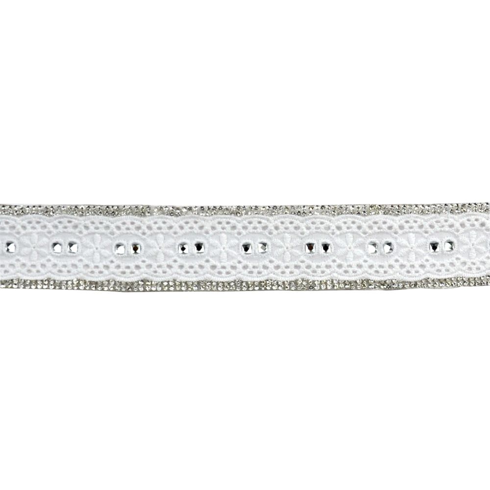 Iron-On Rhinestone Lace Trim- 1 1/2" wide - BR-7554-1