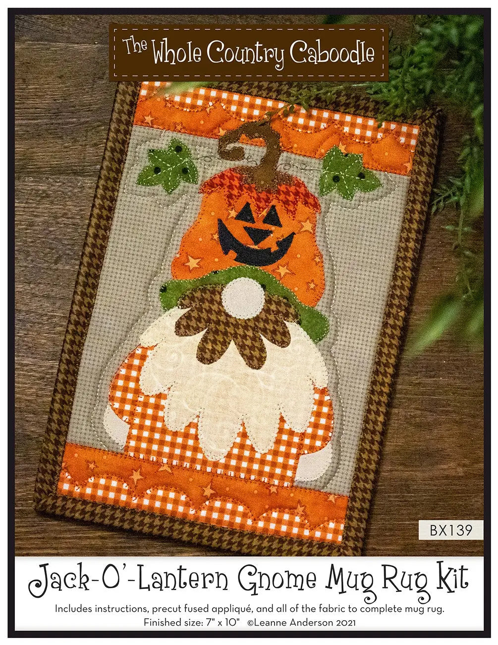 Jack-O'-Lantern Gnome Mug Rug Kit Checker Distributor