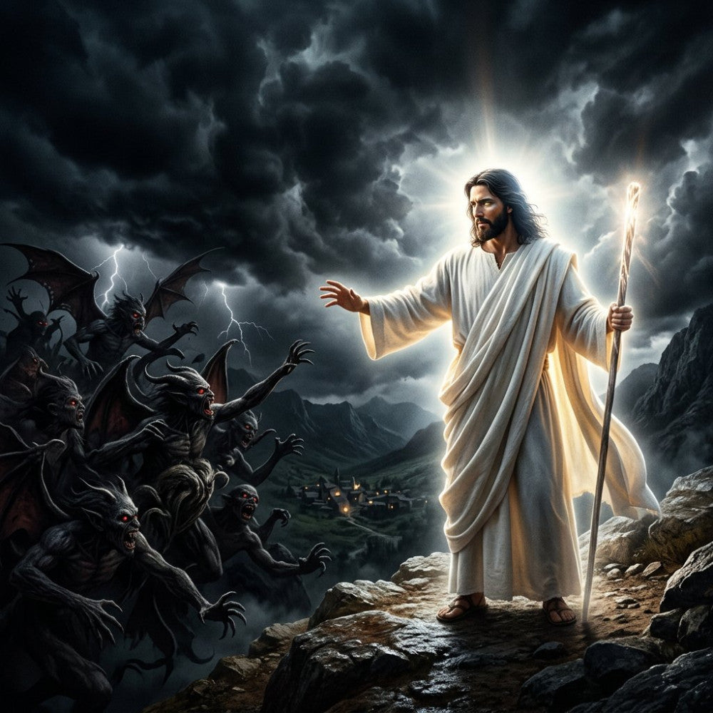 Jesus Conquering Sin Fabric Panel 1