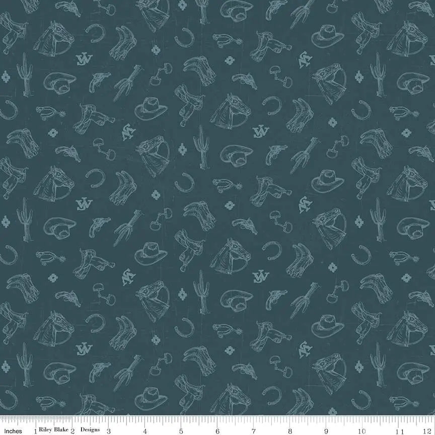 John Wayne American West Icons Navy 43"/44" Fabric Per Yard Riley Blake Designs